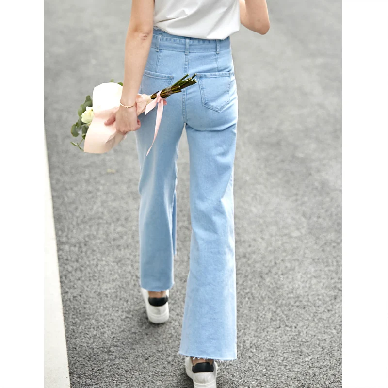 Amii минималистичные широкие брюки джинсы для женщин повседневные однотонные с