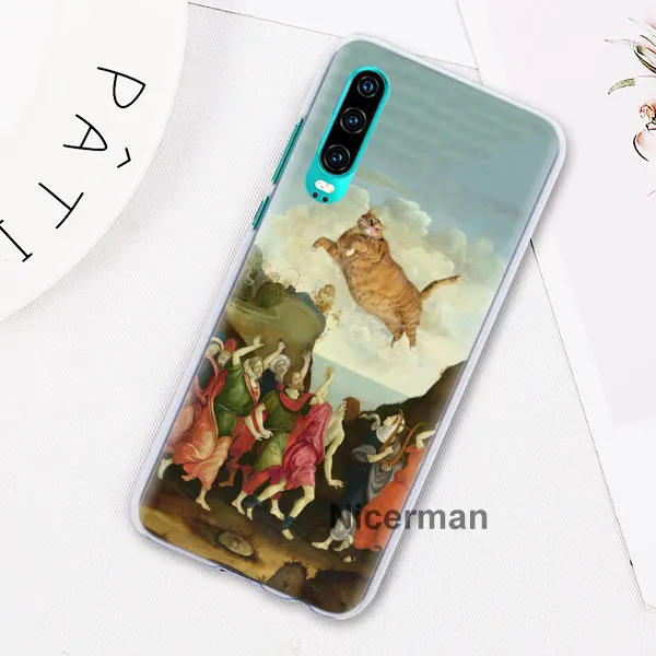 Забавный Pat Cat Art painting красочные милые чехлы для телефонов huawei P30 Pro P10 P20 Lite P30 Lite P Smart Plus Жесткий Чехол для ПК Co - Цвет: 13