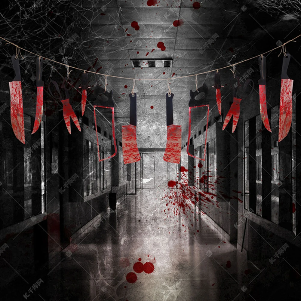 Страшный кровавый подвесной баннер флаг стримеры дом с привидениями украшения