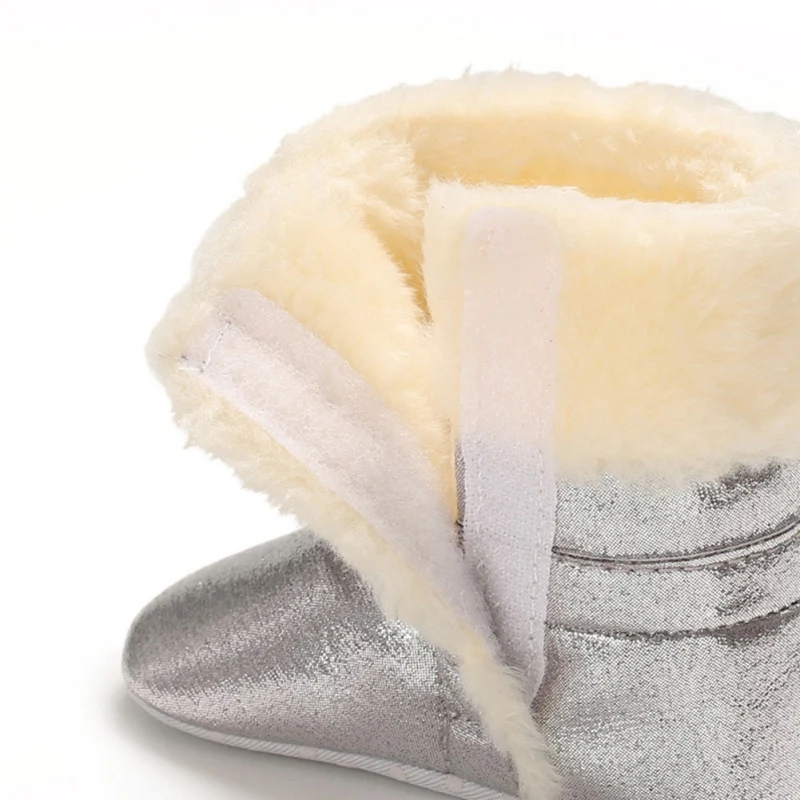 

Autumn Winter Warm Baby Girl PU Boots Plush Infant Anti Slip Snow Boot Shoes First Walkers Newborn Cute Soft Sole Baby Shoe