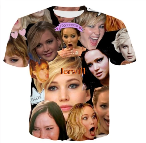 

Women Men 3D Print Terrified Expression Funny Casual T-Shirt Short Sleeve Tops