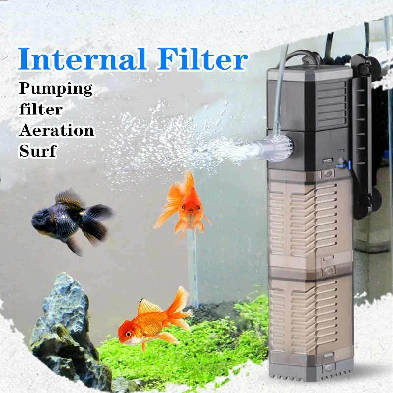 

Аквариумный фильтр-насос 4 в 1, аквариумный погружной воздушный кислородный внутренний насос, регулируемый аквариумный фильтр с водяным нас...