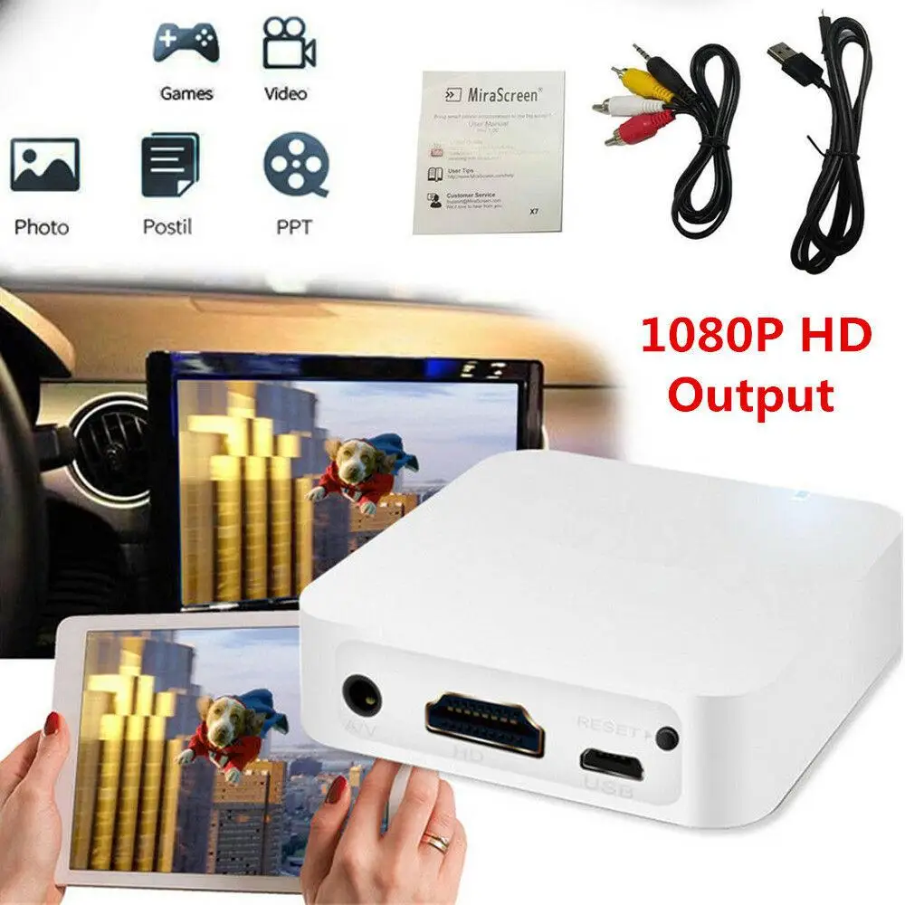 

Car Wireless WIFI Mirror link Box HDMI-compatible AV Dongle For iOS Android Phone Audio Video Miracast Screen Mirroring to Car