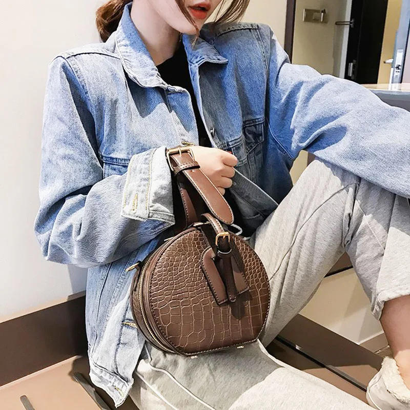 Круглая сумочка для женщин модный мессенджер на плечо сумка через классический