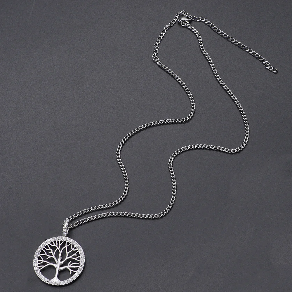 Trendy Crystal Pendant Necklace with Tree of Life Designed for Hip Hop Style - Bling Bling Iced Out Jewelry; Perfect for Drop Shipping and Wholesale Orders. image 6