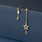 100% 925 стерлингового серебра асимметричные серьги в форме полой звезды для женщин серьги-подвески ювелирные украшения леди подарок для девочек 2021 дизайн