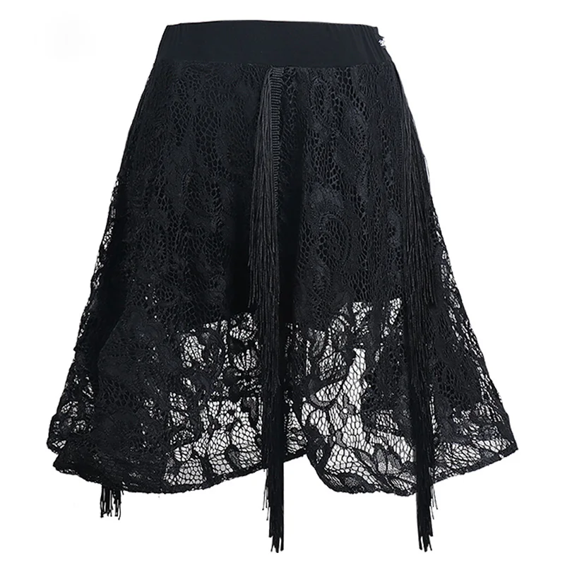 Черная модная юбка для латинских танцев женское платье костюм с бахромой