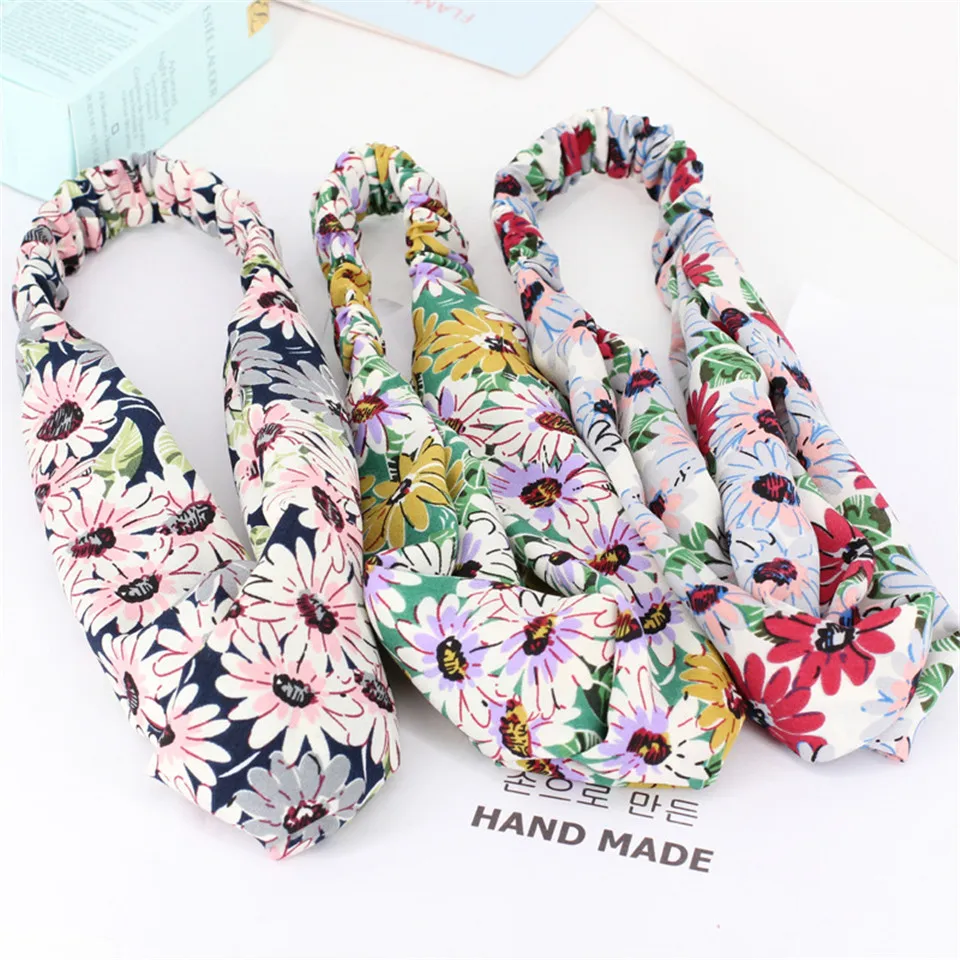 Повязка для волос с цветочным принтом женская богемный Бандаж перехлёстом
