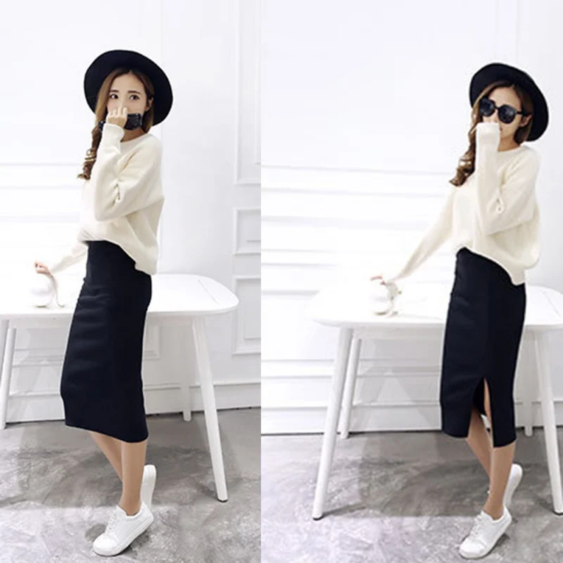 spring Autumn And Winter package hip skirt slit skirts women step skirt stretch Slim thin female waist skirts Long skirts