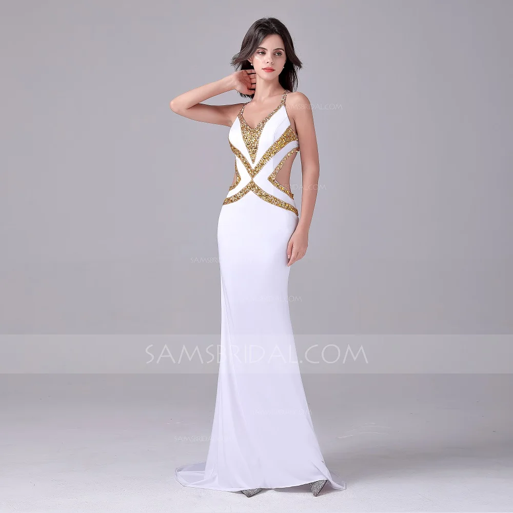 Труба/Русалка v образным вырезом развертки/щетка поезд стрейч атласные вечерние