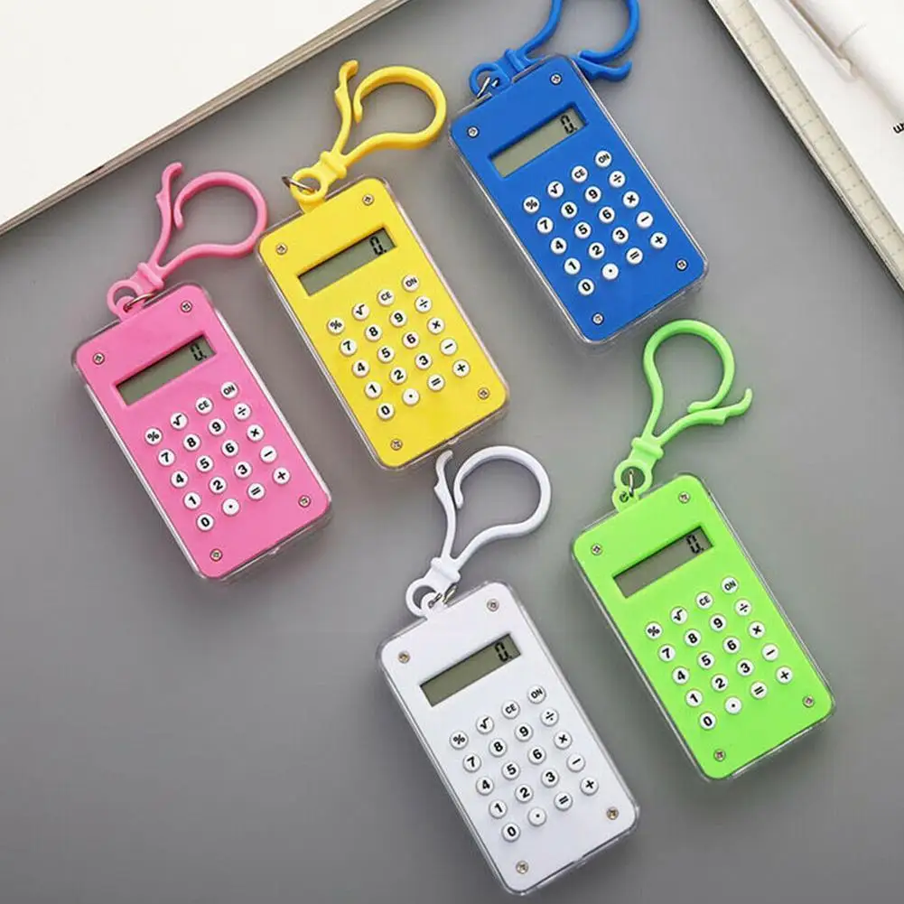 

Mini Cute Pocket Calculator With Keychain 8 Digits Electronic Portable Mini Calculator For Students Random Color A6w8