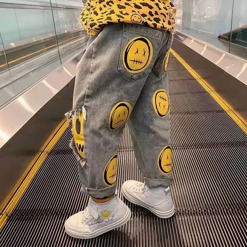 

Детские джинсовые брюки для мальчиков, на Возраст 4-14 лет