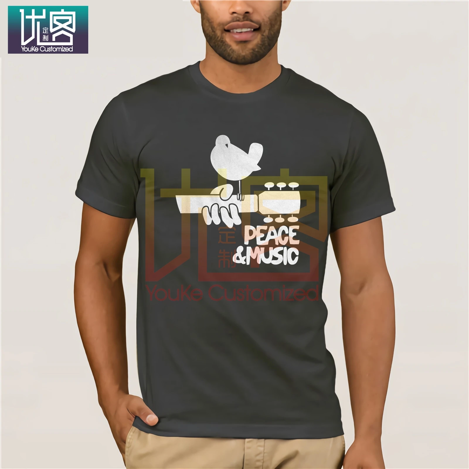 Woodstock музыкальный фестиваль Мужская Гитара Футболка-Рождественский подарок для