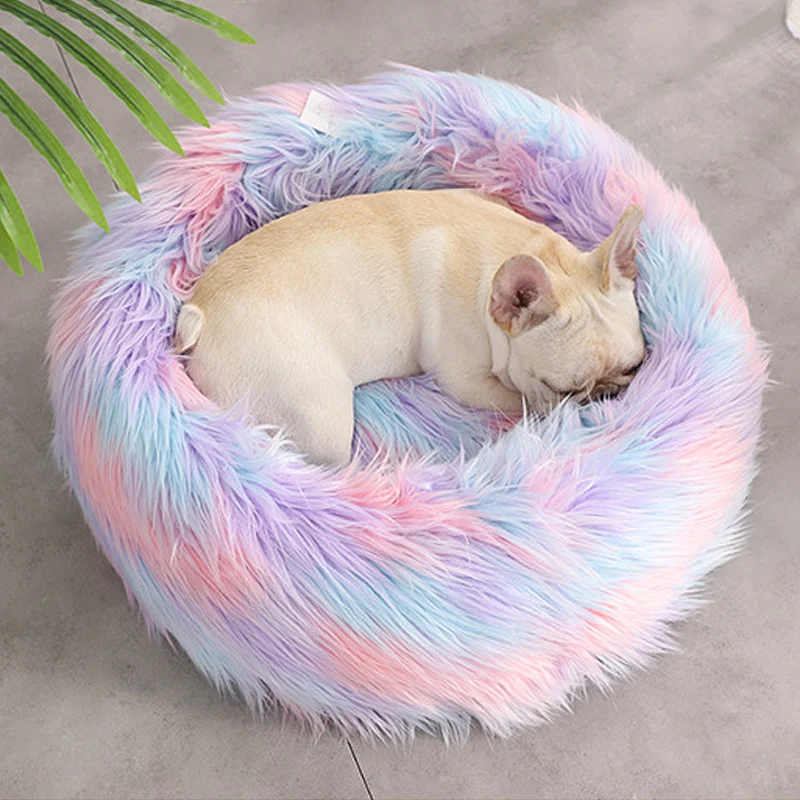 Круглая подушка для кошек и собак Ортопедическая с рельефом самосогревающаяся