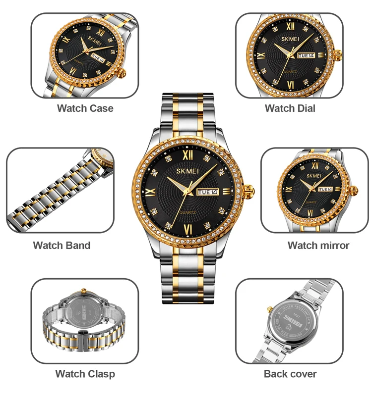 SKMEI Luxury Quartz Movement Men's Watches Bussines Rhinestone Case Waterproof Shockproof Watch Men Relogio Masculino | Наручные часы