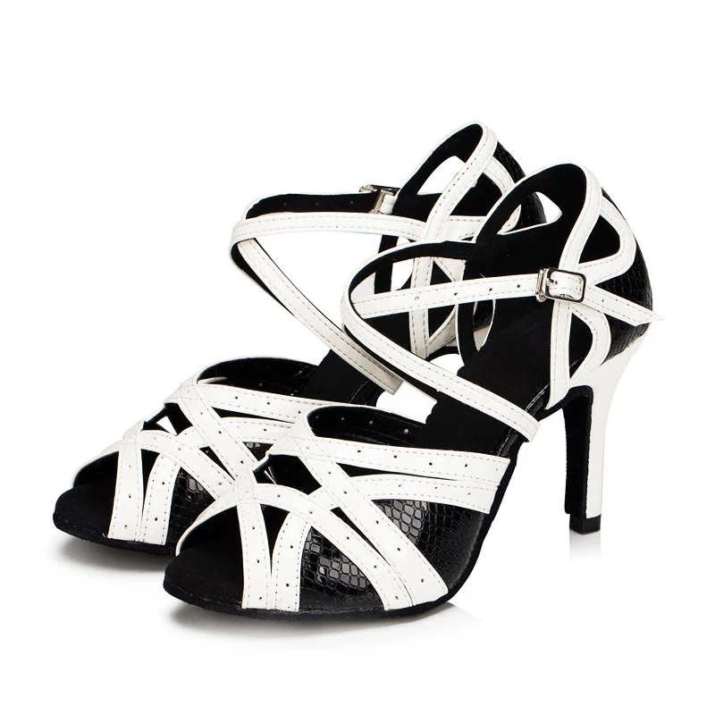 Женские туфли для латиноамериканских танцев JOROZEE черные белые из искусственной