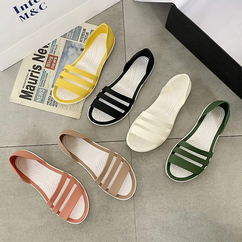 

Summer Women Sandals 2022 Candy Color Flat Casual Shoes Women Open-Toed Slides Slip-On Slippers Ladies Sandalias Chaussure Femme