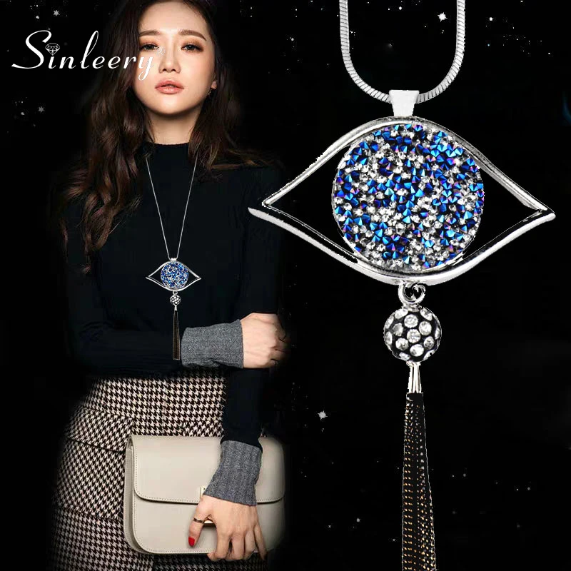 SINLEERY ослепительное ожерелье с подвеской в виде большого глаза серебряного цвета