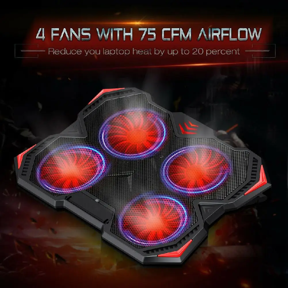 Вентилятор Охлаждающий бесшумный для ноутбуков 10-17 дюймов 2 USB-порта | Компьютеры