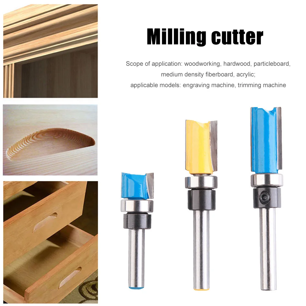

3pcs 1/4 Inch Shank Cutter Router Bit Trimming Woodworking Cutting Tools Milling Cutter Dual Blades