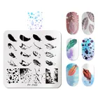Квадратная пластина PICT YOU для стемпинга ногтей с изображением перьев, разные рисунки, инструменты для дизайна ногтей F003