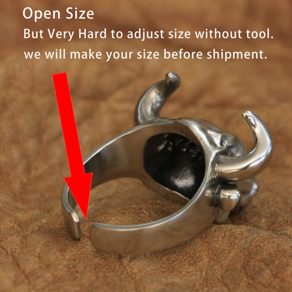 Кольцо мужское с мельхиоровым быком байкером панком CP198 размер США 7 ~ 15 |