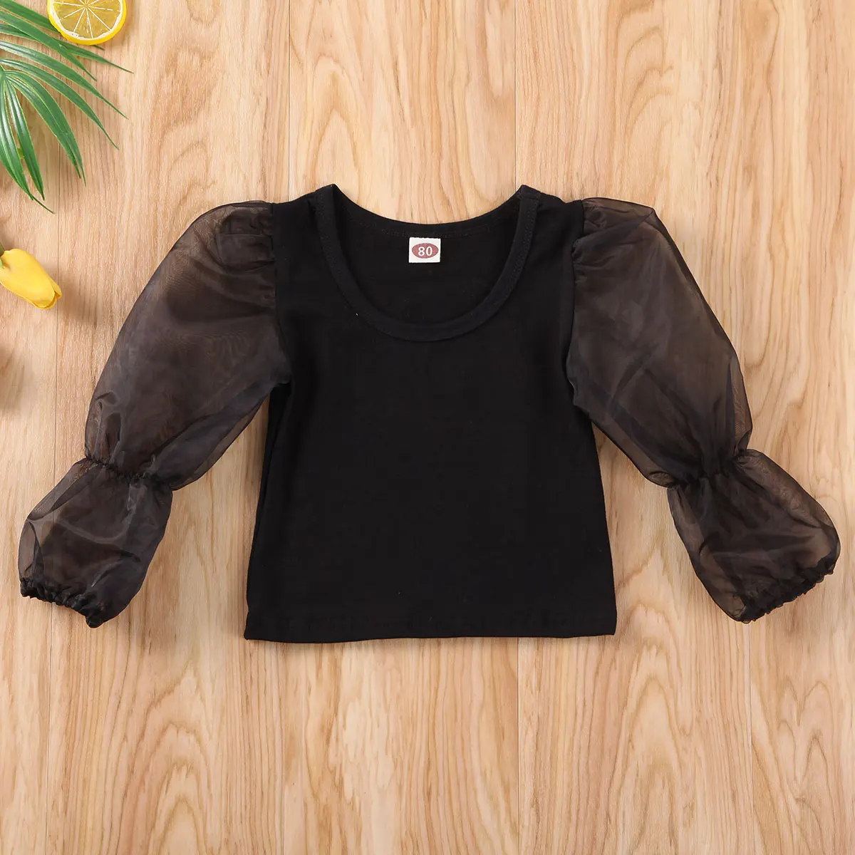 _ Детские футболки для маленьких девочек топы однотонный ДЛИННЫЙ КРУЖЕВНОЙ