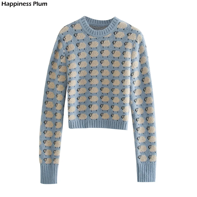 

Женский трикотажный свитер с круглым вырезом, с длинным рукавом