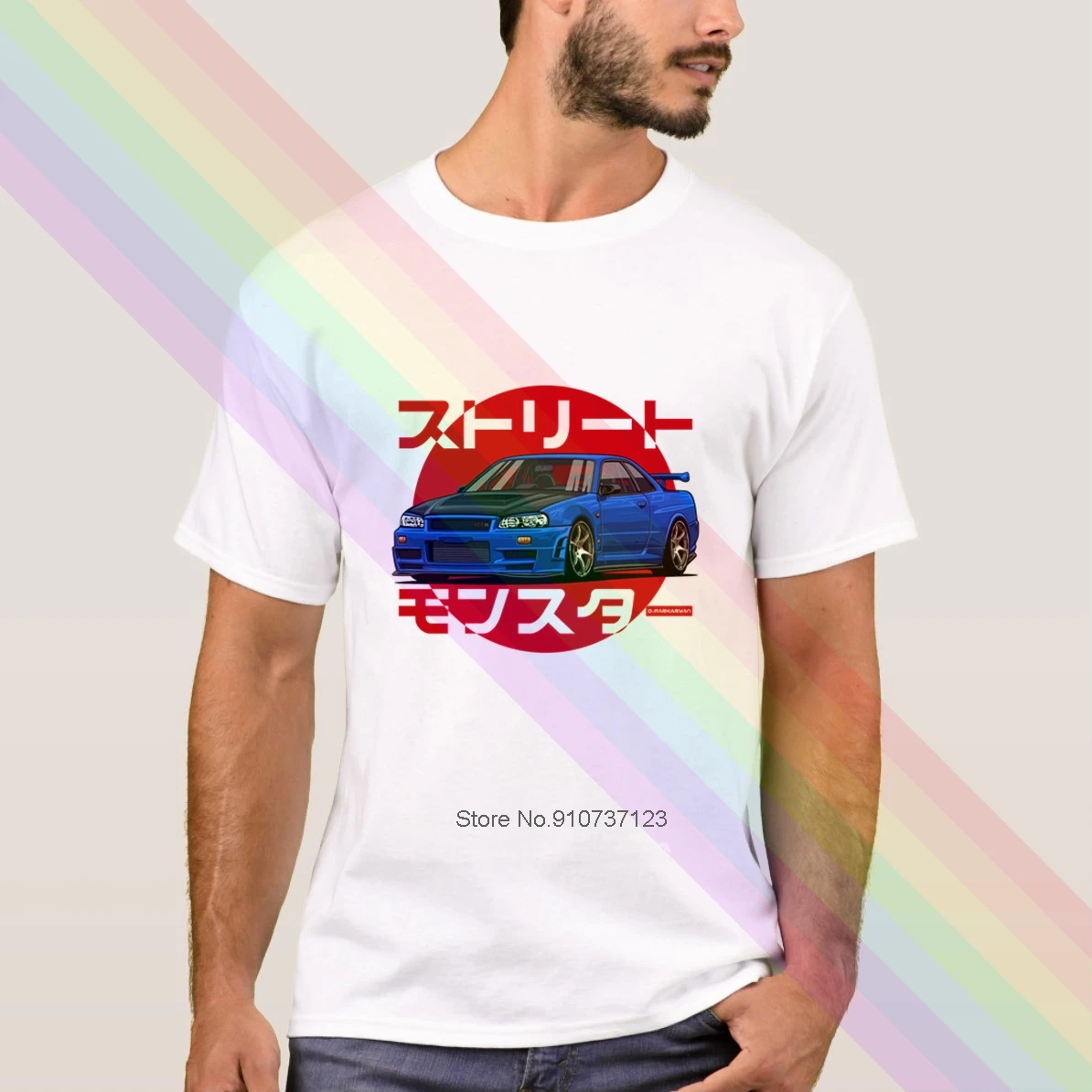 Классическая черная футболка с логотипом Nissan Skyline R34 GT-R новинка 2020 летняя мужская