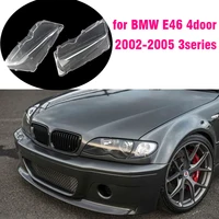 Car Front Headlight Lens Cover For BMW E46 4 Doors  2002-2005 318i 320i 323i 325i 330I Glass Auto Lampshade Transparent