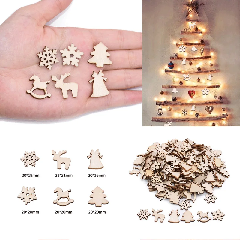 100 шт. деревянные подвески в виде снежинок | Дом и сад