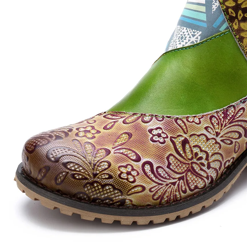 Сапоги до колена в богемном стиле женские высокие сапоги ретро с вышивкой и