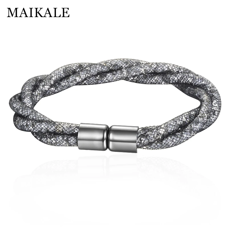 

MAIKALE High Quality New Bracelets for Women Austrian Crystal Magnet Buckle Fashion Jewelry Shiny Rhinestone For Women