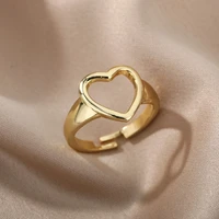 cute hollow big heart ring for women adjustable love heart finger rings minimalist wedding ring jewelry valentines day gift