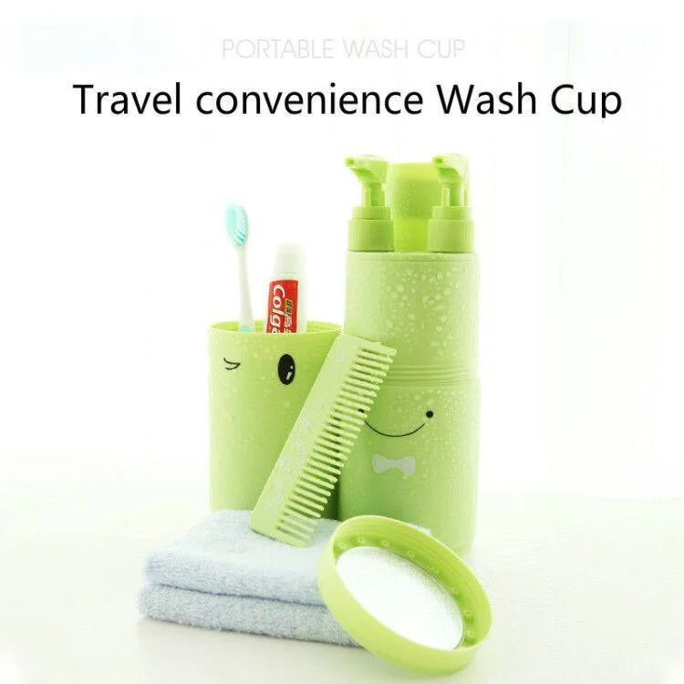 250ml Portable Toothbrush Storage Box Case 5pcs Washing Bottle Washing Set Travel Cup Set Toothpaste Towel Bathroom Accessories
