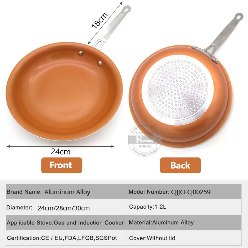 Медные сковороды и кастрюли Konco с керамическим покрытием Индукционная кухонная