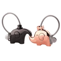 milesi one pair of elephant couples keychain lovers key ring womens bag charm gift trinket pendant for car key chain k0180