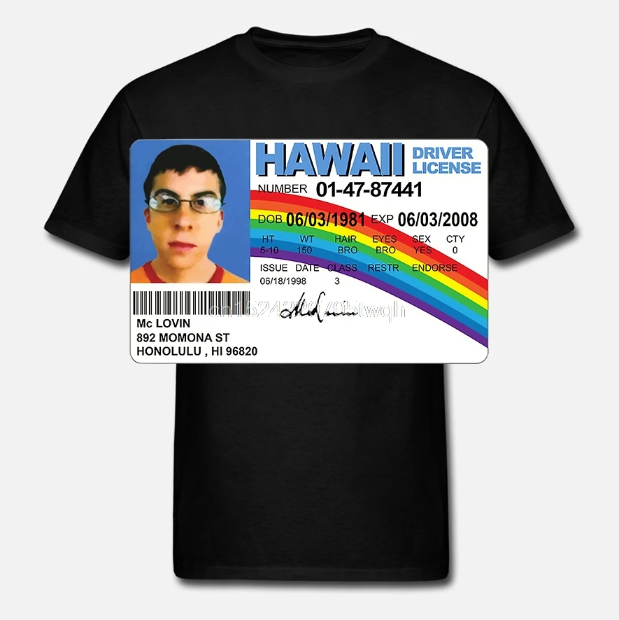 Мкловин! Футболка mclovin суперплохой фильм гик нерд Гавайская Лицензия сыр jonah hill seth