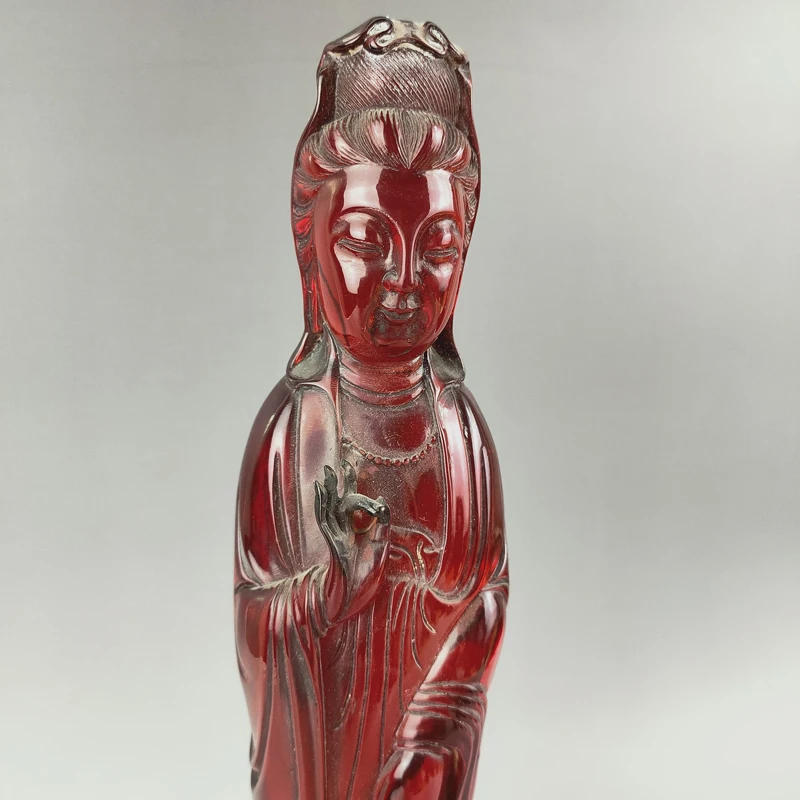 Exquisite Chinese Featured Craft Home Decoration Auspicious Amber Resin Guan yin Statue Kwan Sculpture | Дом и сад