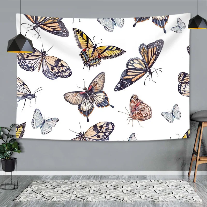 

3D Blue Orange Butterfly HD Artwork Tapestry Colorful Wall Blanket Hippie Boho Home Decor Wall Cloth Tapestries for Docoration