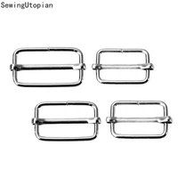 20pcs metal adjustable rectangle tri glides wire formed roller ring belt ribbon buckle for backpack bag pets collar accessories
