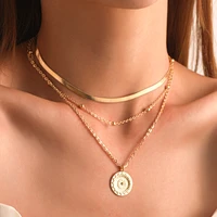 vintage sunflower beads pendant necklace for women collier gold silver color long choker neck chain collar daily life jewelry
