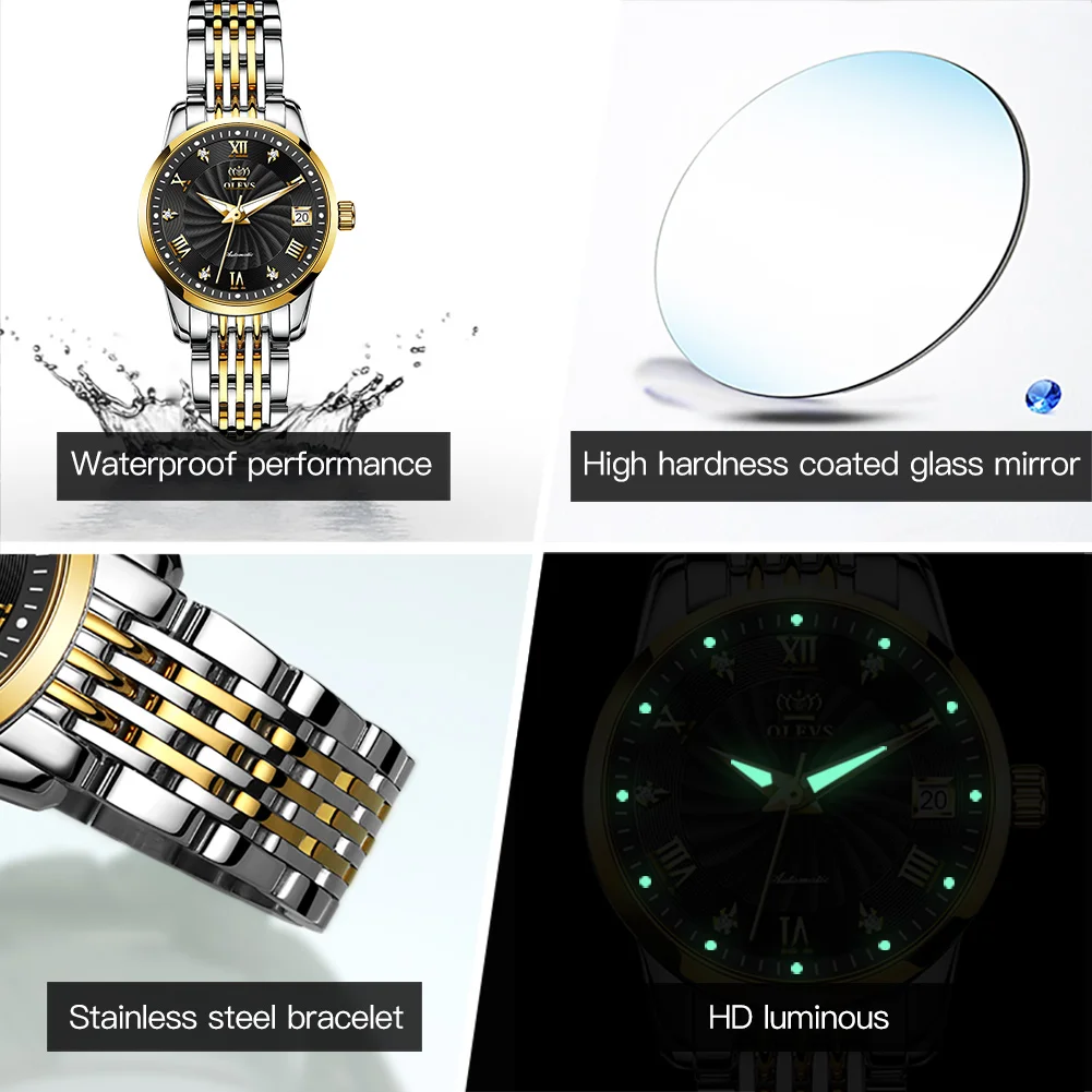 

Olevs Luxury Mechanical Automatic Women Watch Cheap Women's Watches High Quality Simple Watches Watch Gift for women bracelet s