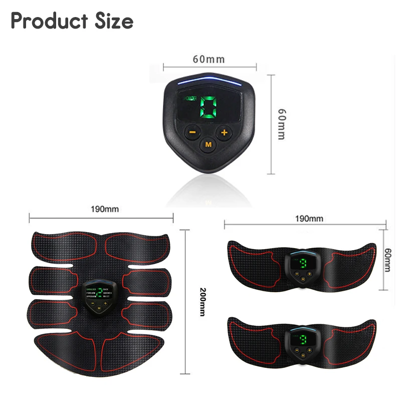 Электрический стимулятор мышц живота перезаряжаемый через USB тренажер EMS ABS для