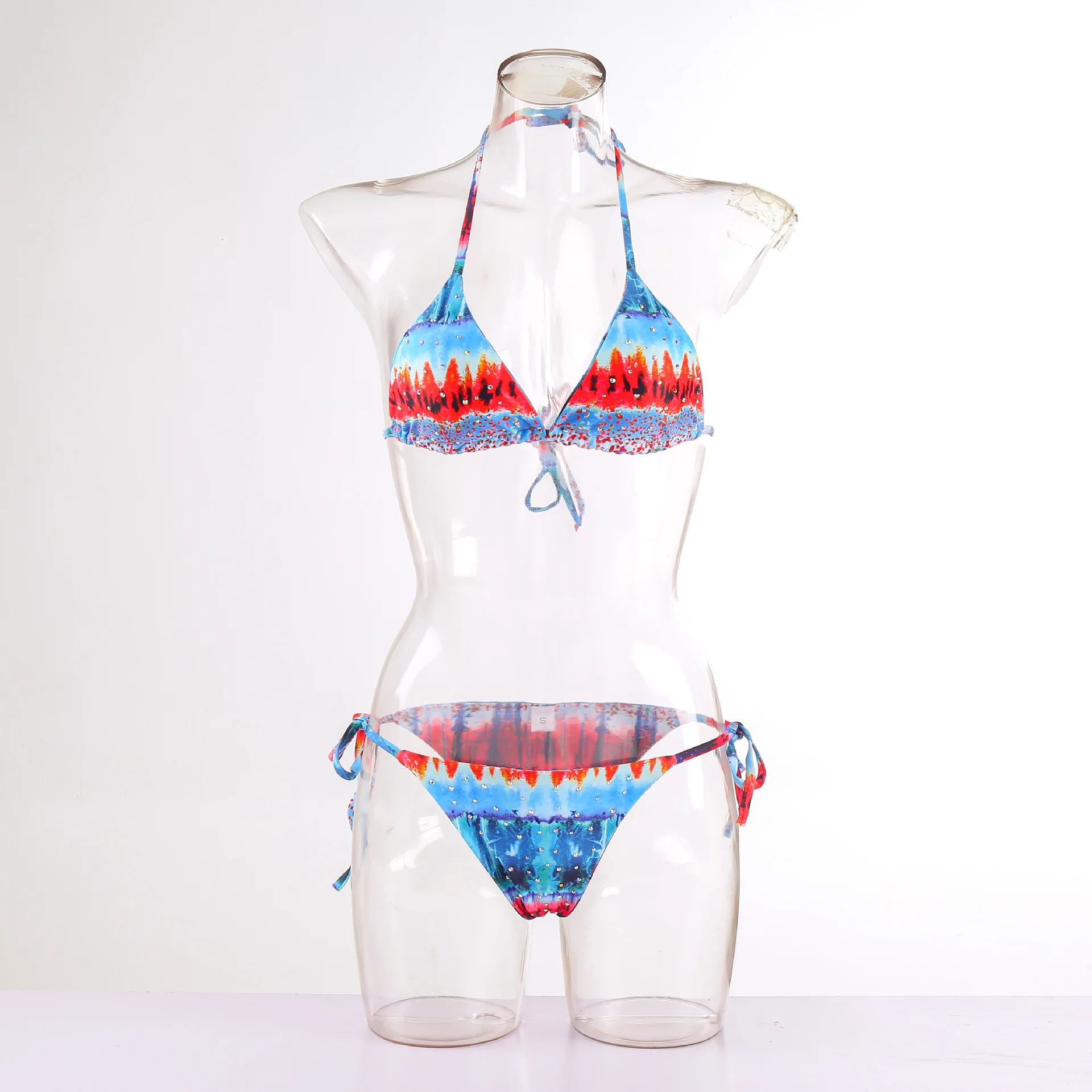 

Sexy Bikinis Strap Halter Swimsuit Women String Bow Swimwear Women Push Up Biquini Bathing Suits 2021 Printing Bikini S