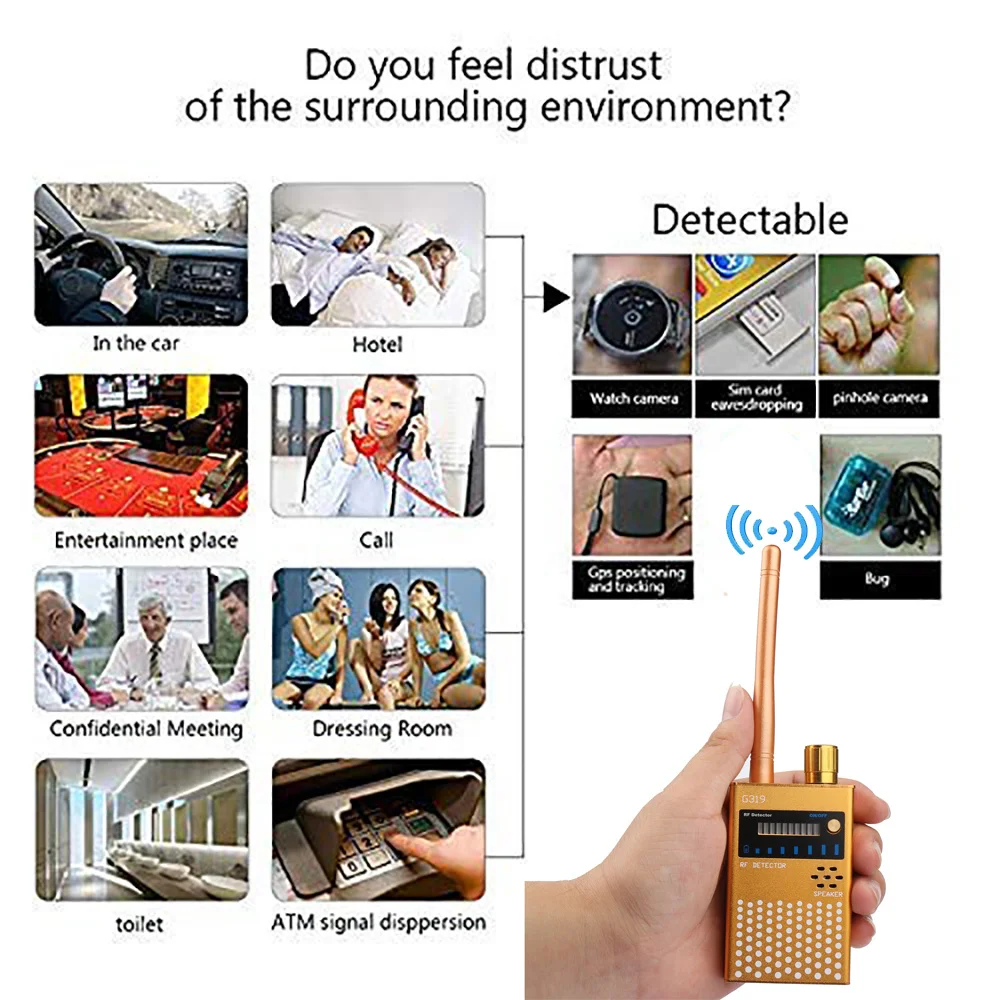 g318 g319 antenna track anti spy mini camera detector bug locator radio scanner hidden tracker audio privacy security scanner free global shipping