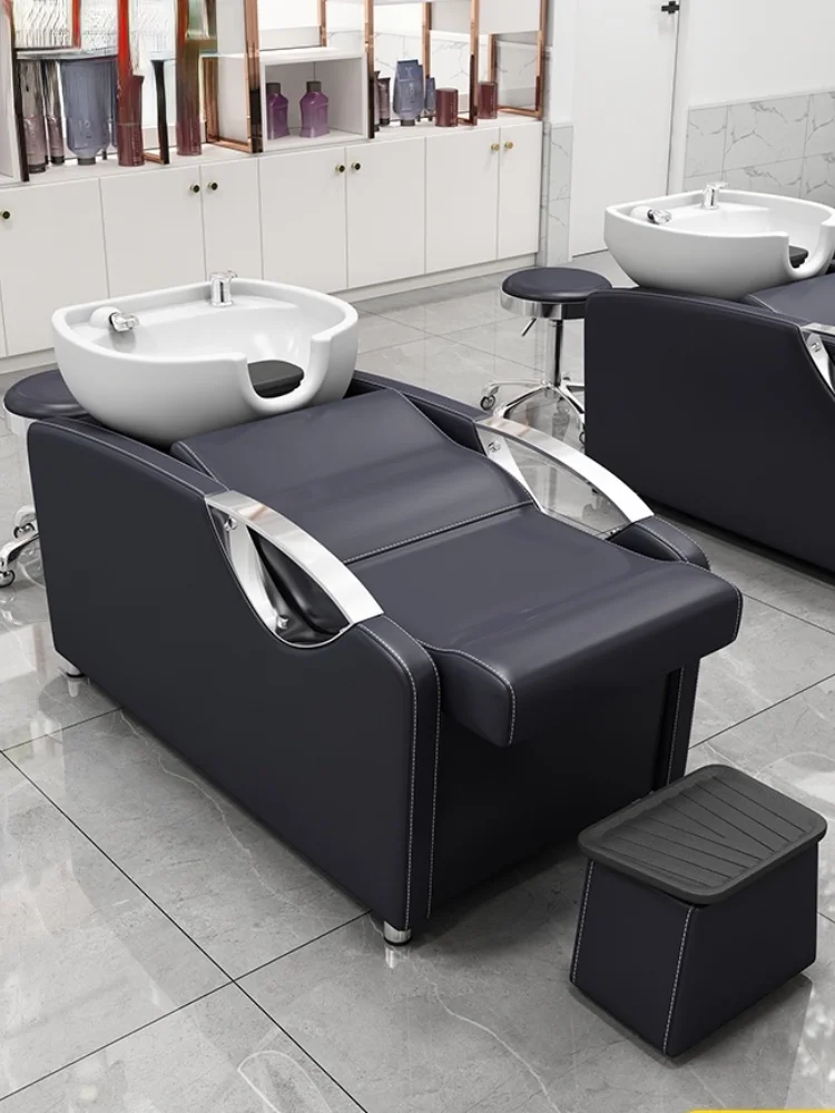 

GY Barber Shop Hair Shampoo Chair Stainless Steel for Hair Salon Lying Half Simple Thai Salon Hair Punching Bed