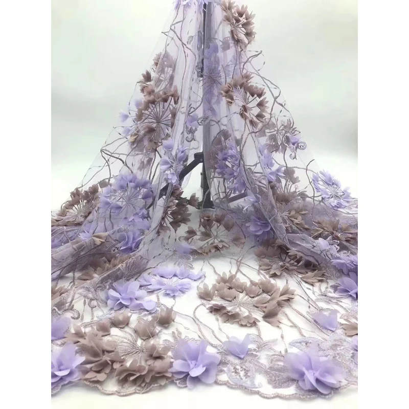 

African Lace Fabric For Dresses 2020 High Quality Stripe Embroidery DIY Applique Tulle Lace Exquisite Flowers Polyester Fabrics