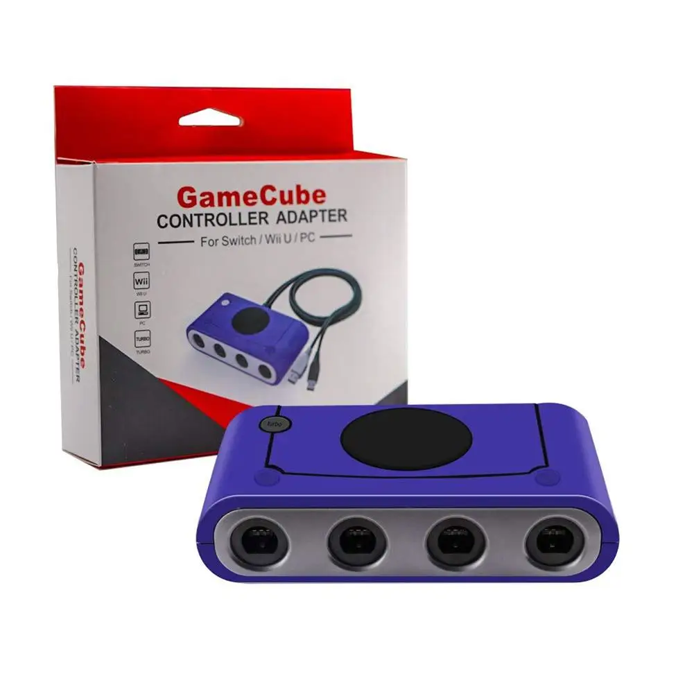 Фиолетовый адаптер контроллера Gamecube с usb-разъемом для переключателя ПК и WII U для игровой адаптер рукоятки