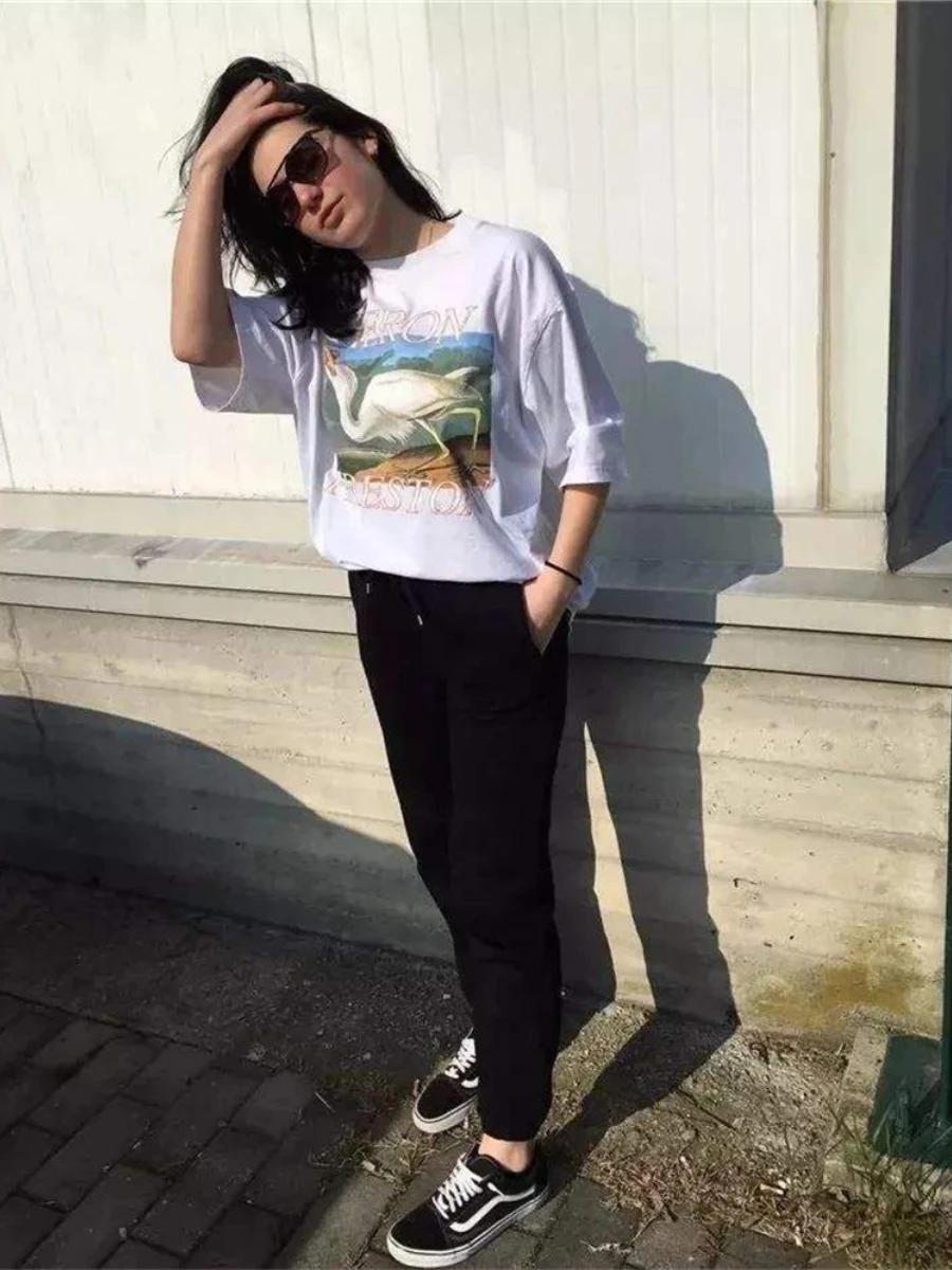 

Men's 2021 and Women's Egret Crane Tibetan Blue and White Men's and Women's Wu Yifan Same Style Classic Short Sleeve T-shirt